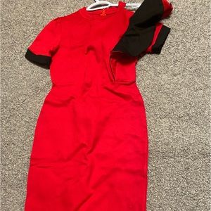 Custom made red body con dress.